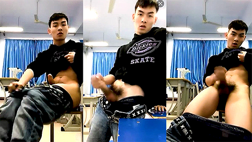 免費【直男系列】腹肌體育生小帥，學生偷偷教室擼管射精